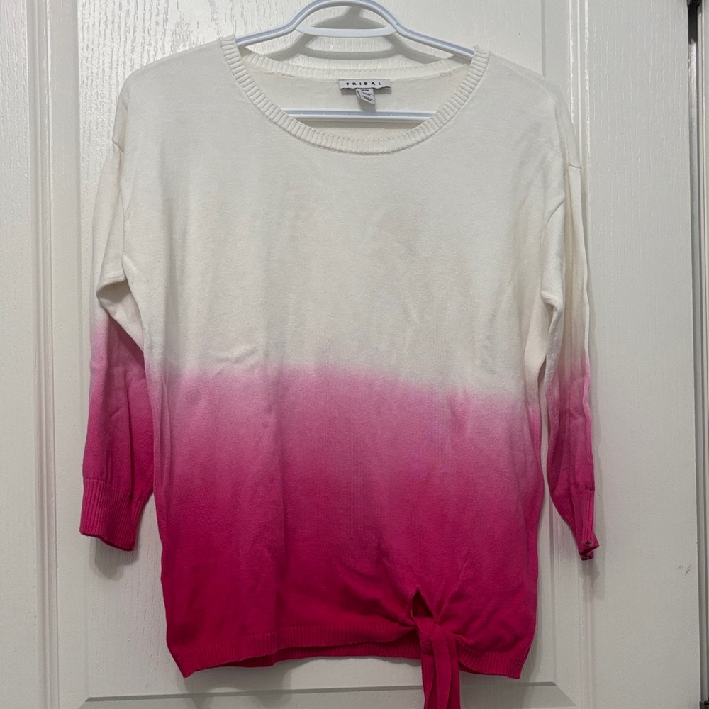 Tribal Pink and White Ombre Sweater
